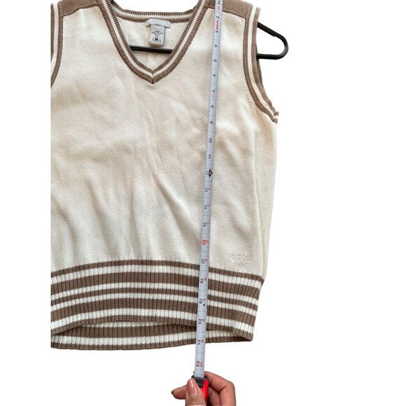 Izod‎ Golf Vest White Brown Lining Woman's XS Activewear V Neck | H2 - Picture 5 of 5